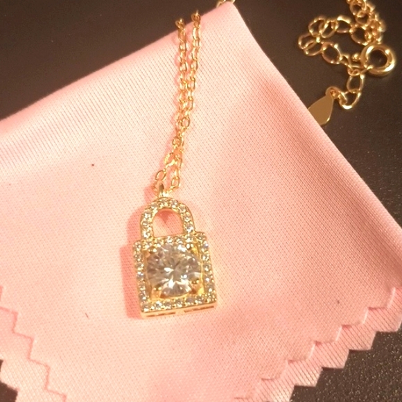 Certified 1ct. Moissanite Lock Necklace - Picture 9 of 14